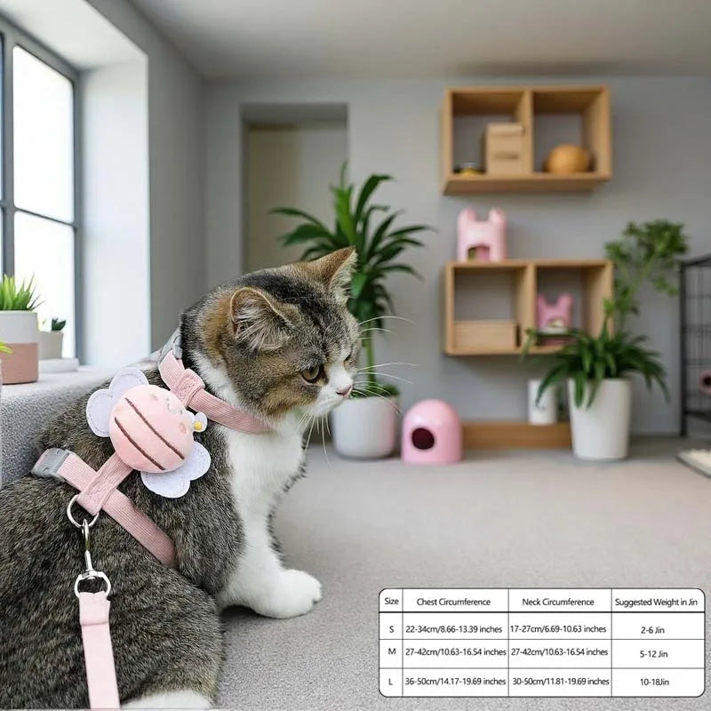 Cute Cartoon Bee Cat Traction Vest Rope Pet