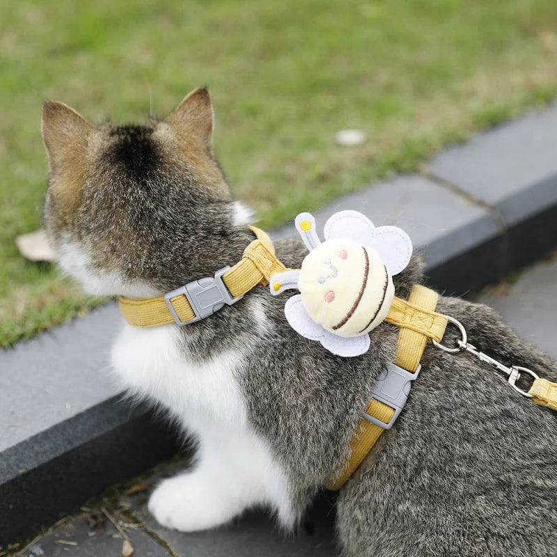 Cute Cartoon Bee Cat Traction Vest Rope Pet