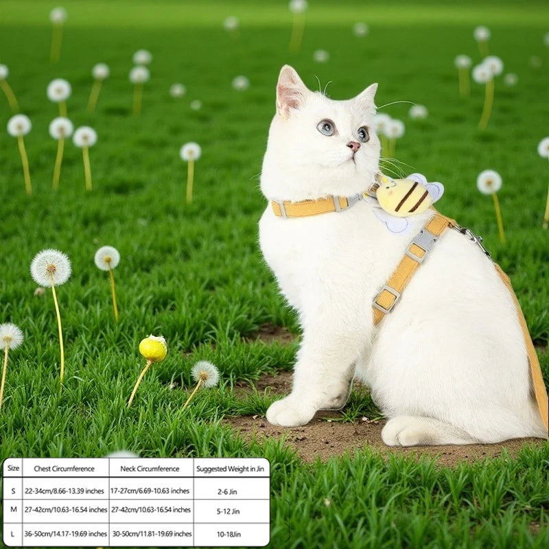Cute Cartoon Bee Cat Traction Vest Rope Pet